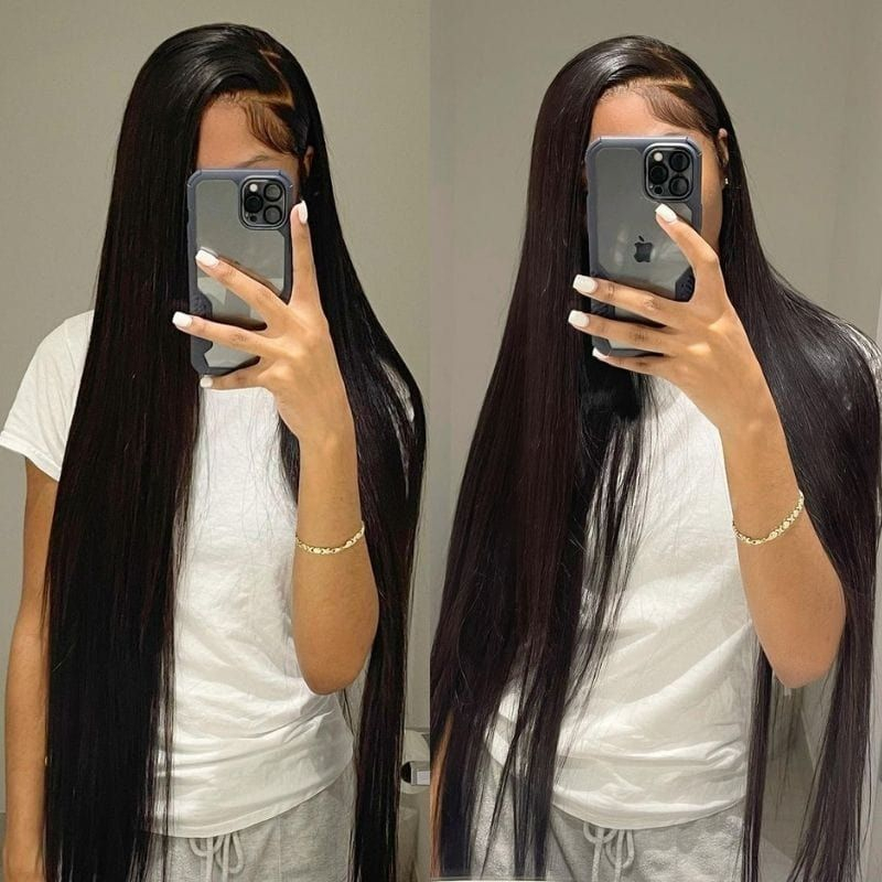 32 34 36 Inch Long Straight 13x4 Transparent Lace Full Frontal Wigs - 图片 5